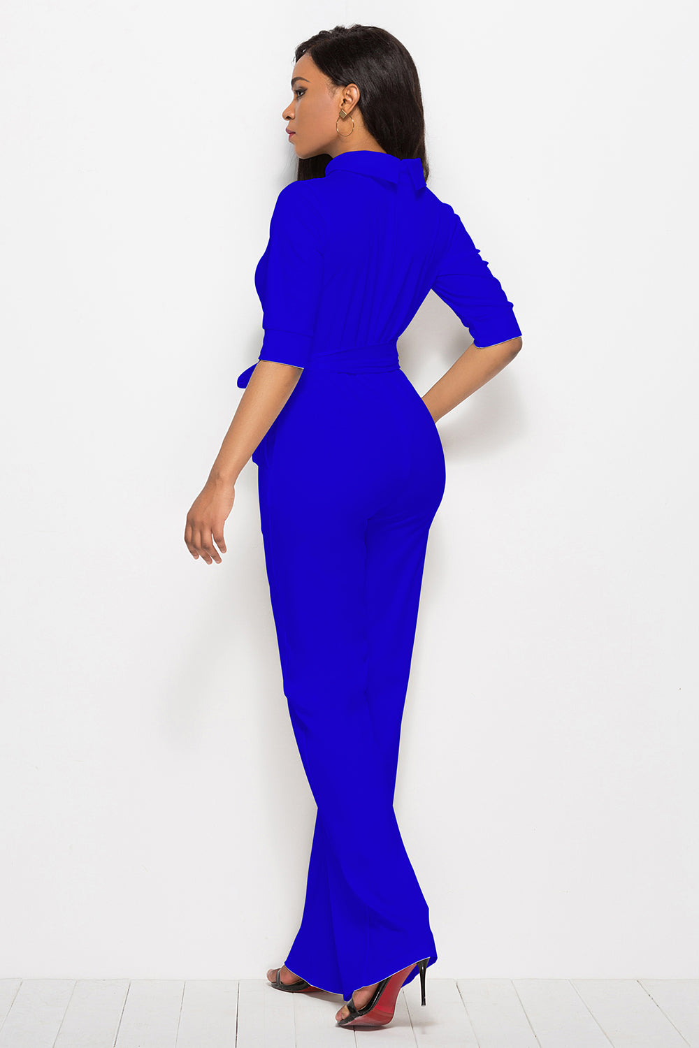 Luxe Divine Collection ~ Mock Neck Tie-Waist Half Sleeve Jumpsuit