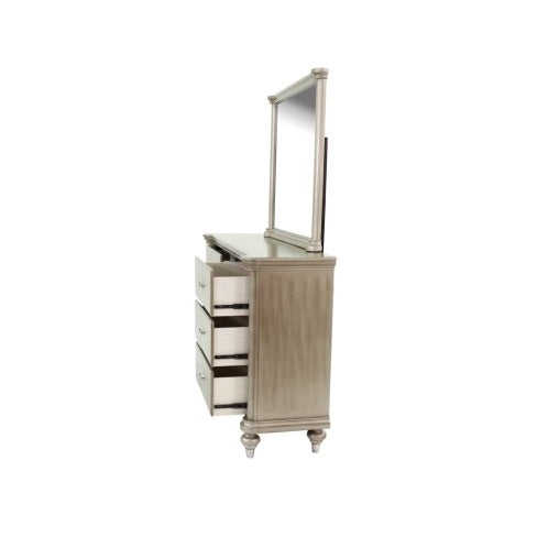 Luxe Divine Collection ~ Luxury Antique Silver Champagne Finish Dresser W Mirror Storage, Drawers Bedroom Furniture