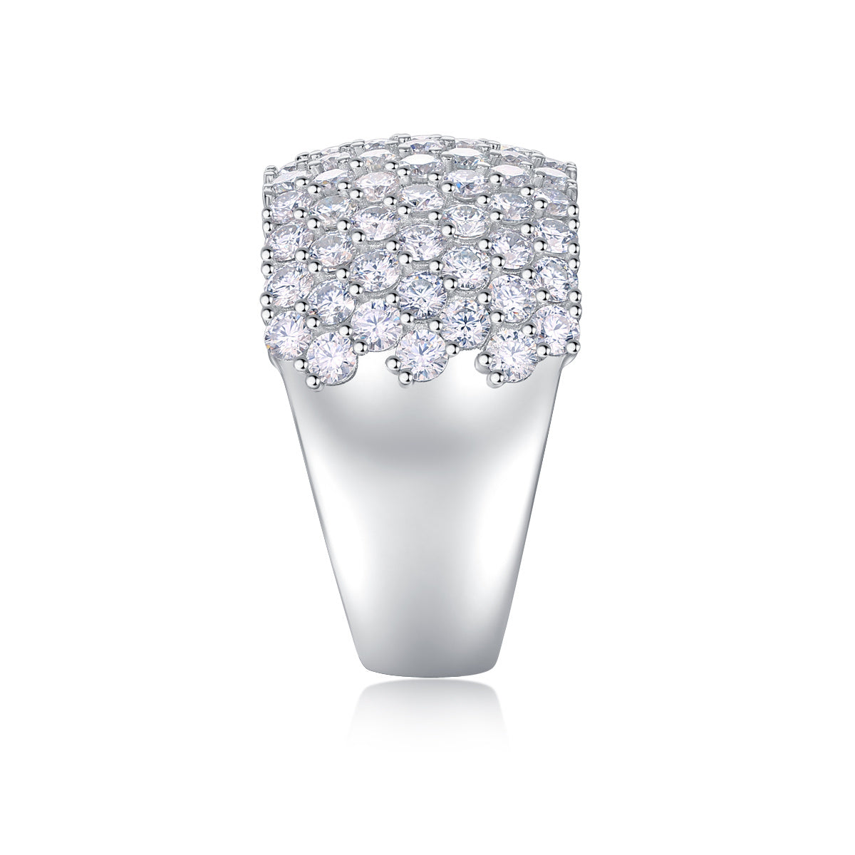 Luxe Divine Collection ~ Multiple Row Moissanite and Silver Ring