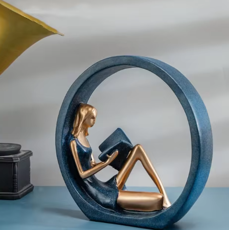 Luxe Divine Collection ~ Reading Girl Desktop Decoration Minimally Decorated Resin Decoration