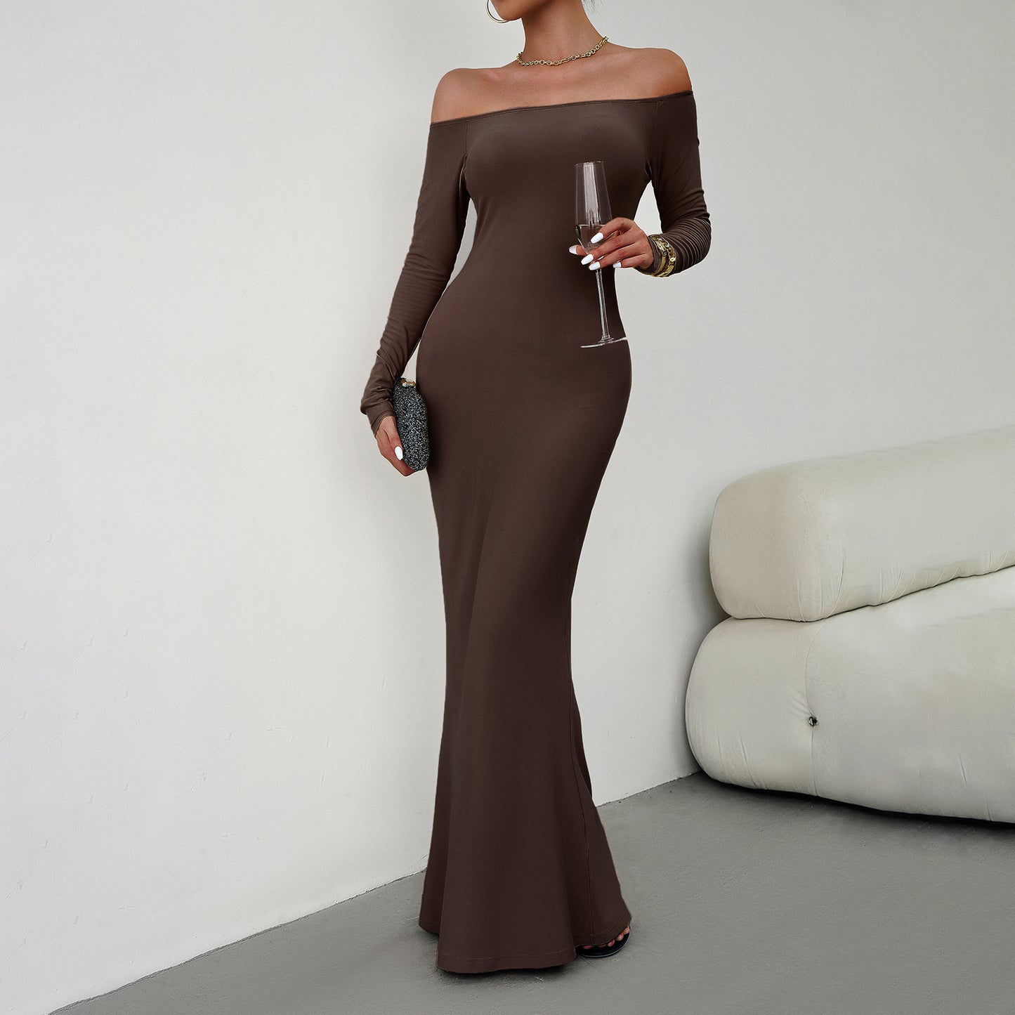 Luxe Divine Collection ~ Women's Fashionable Slim-fit Off-shoulder Dress