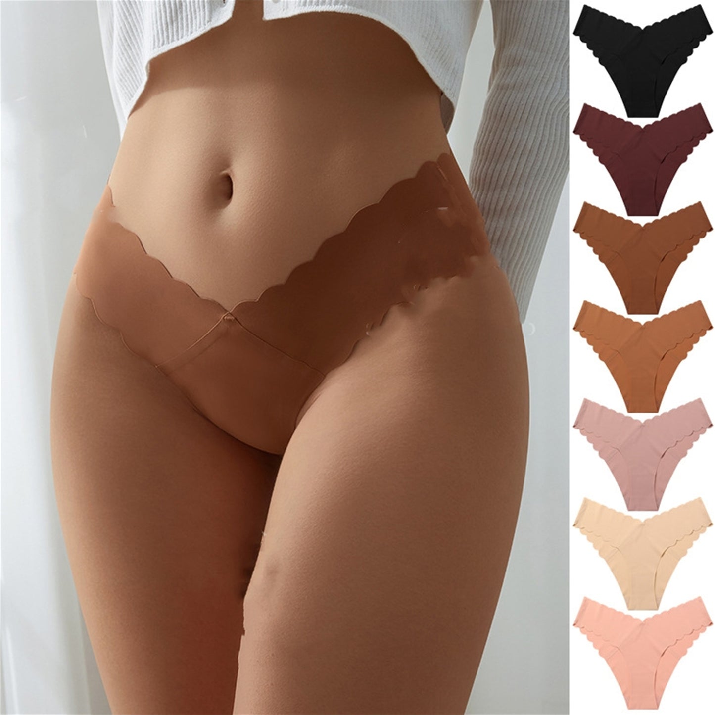 Luxe Divine Collection ~ Wave Lace V-shaped Waist Seamless Underwear, 7 pieces
