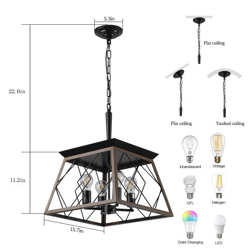 Luxe Divine Collection ~ Farmhouse Chandelier 4 Lights Vintage Antique Chandelier Lamps -no Bulbs Incld.