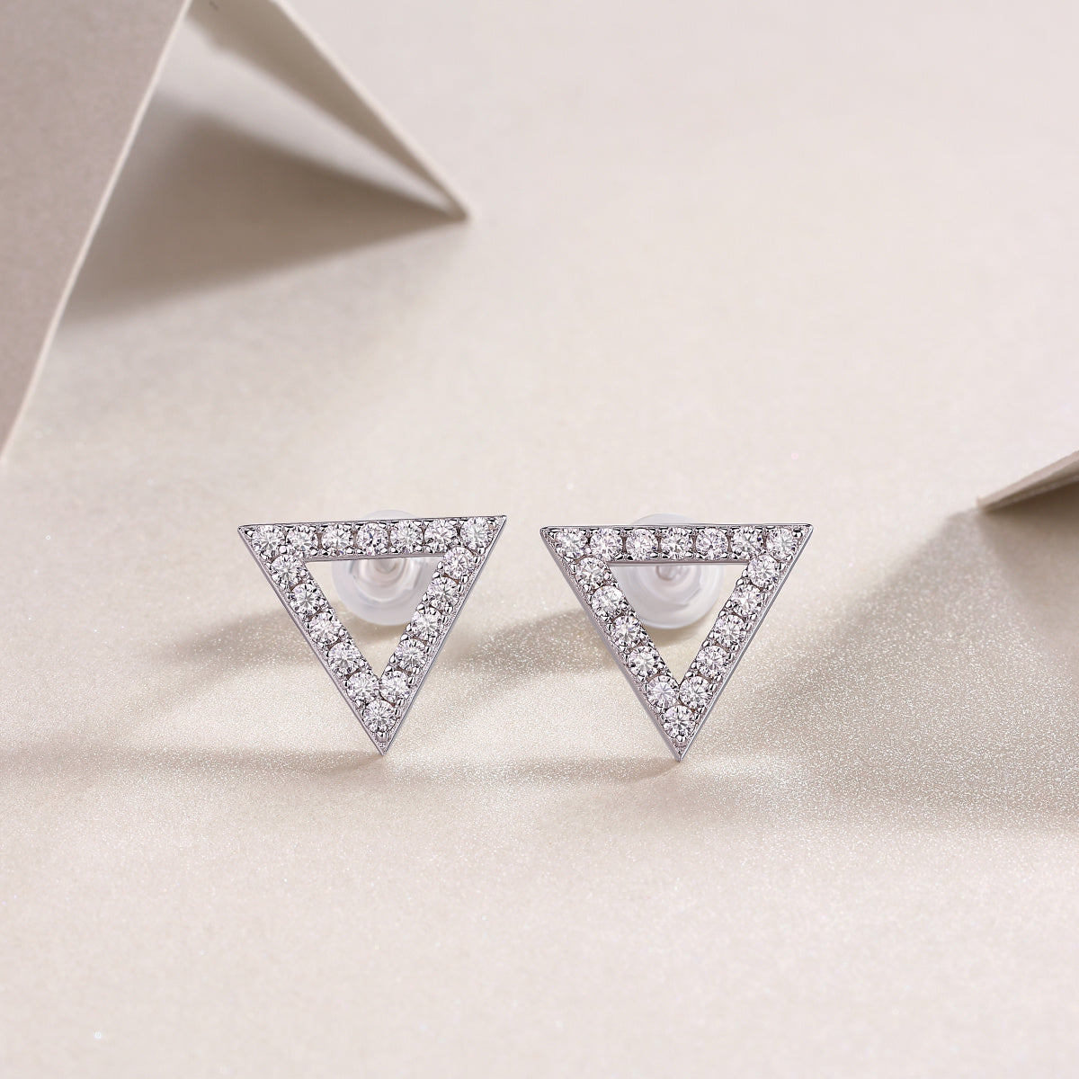 Luxe Divine Collection ~ Triangle Moissanite Silver Earrings