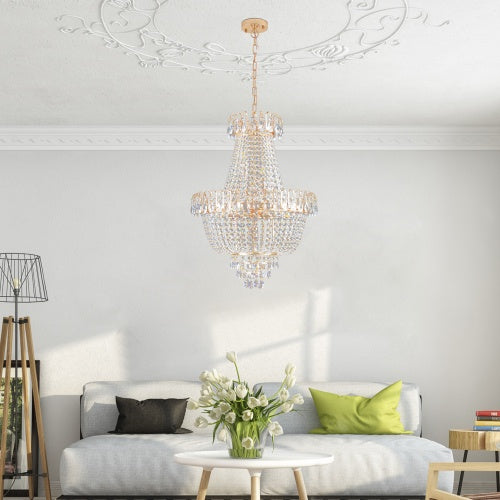 Luxe Divine Collection ~ Golden Crystal Chandelier, Large Modern Luxury Chandelier, Suitable For Living Room, Dining Room, Bedroom, Hallway - Bulb not Included