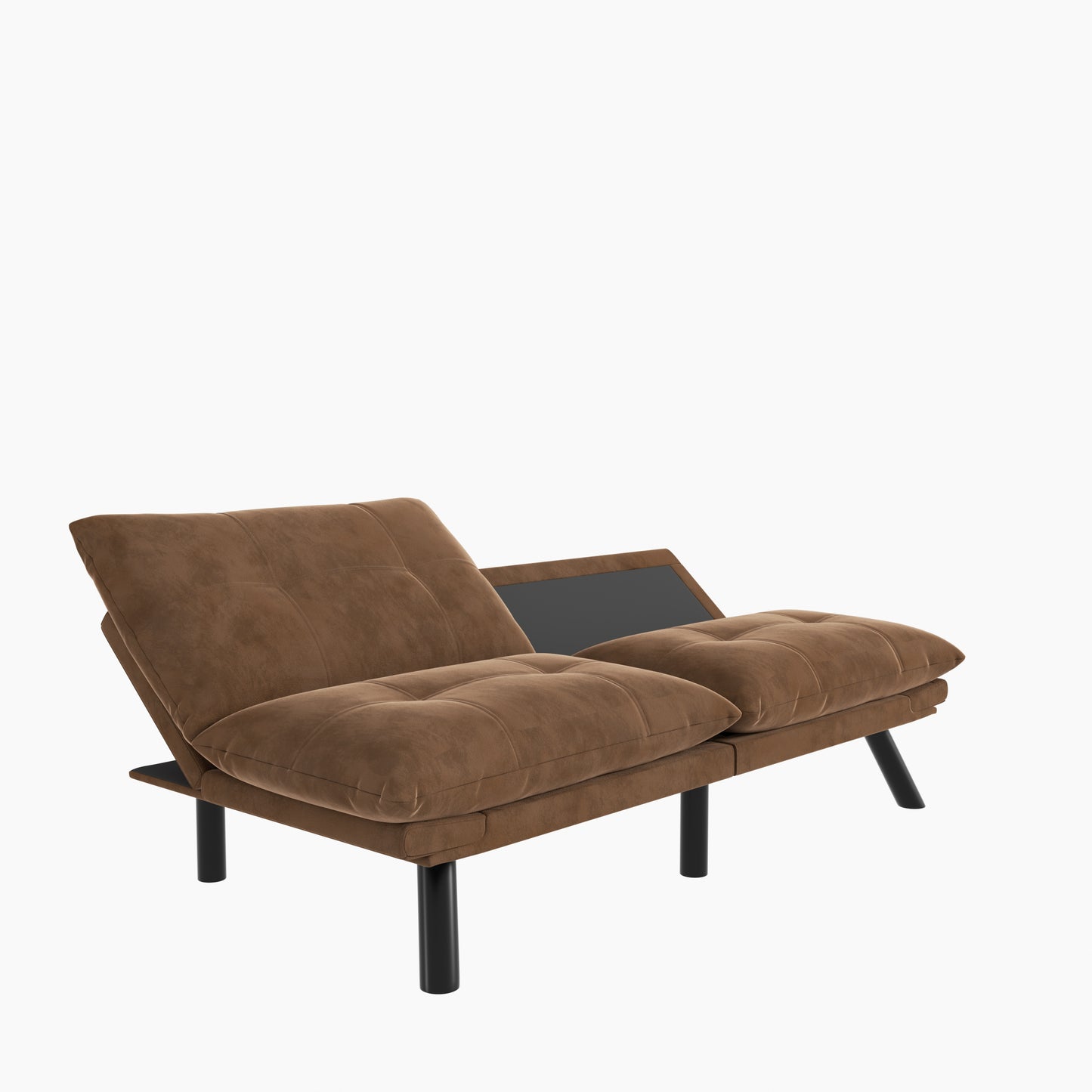 Luxe Divine Collection ~ Leather Feeling Brown Convertible Folding Modern Sofa Bed