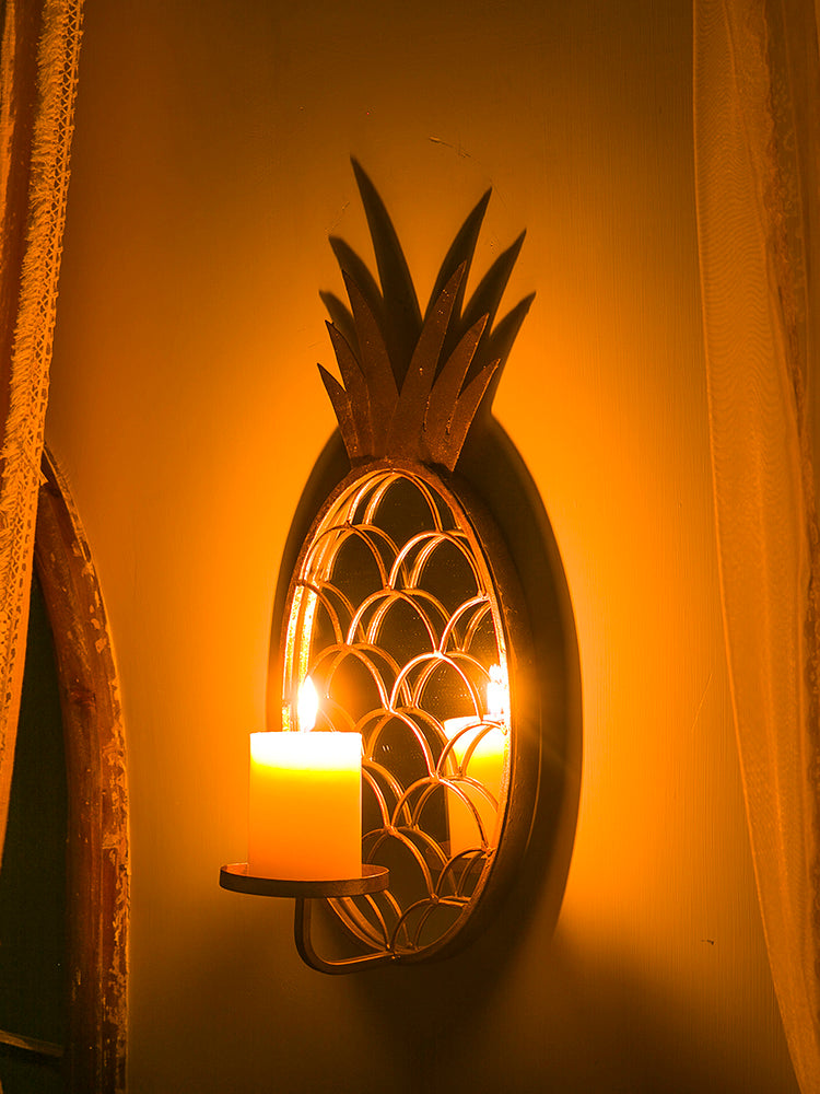 Luxe Divine Collection ~ Candlestick Luxury Wrought Iron Pineapple Shaped Wall Decoration