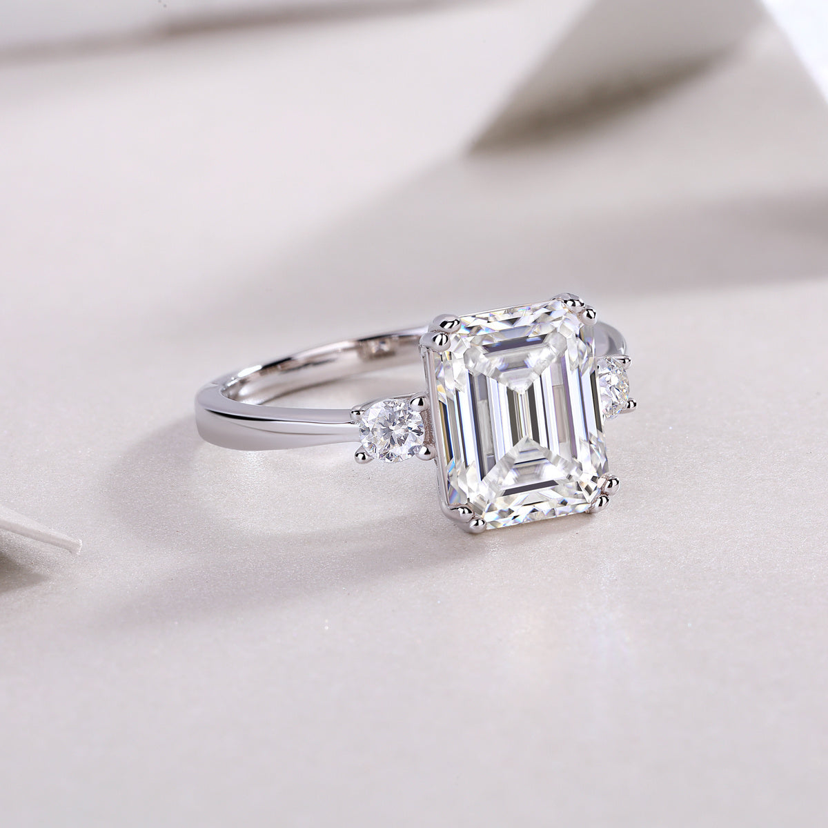 Luxe Divine Collection ~ Baguette Diamond Moissanite Silver Ring