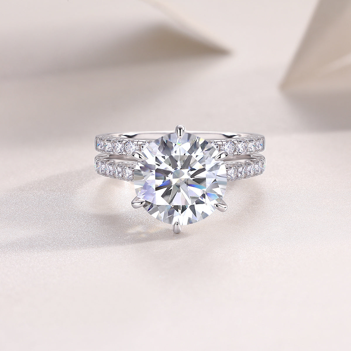 Luxe Divine Collection ~ Large Cluster Moissanite/Silver Ring Set