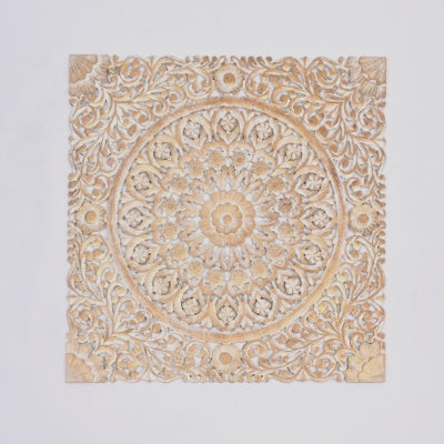Luxe Divine Collection ~ Wooden Floral Hand Carved Mandala Square Wall Decor-48X48