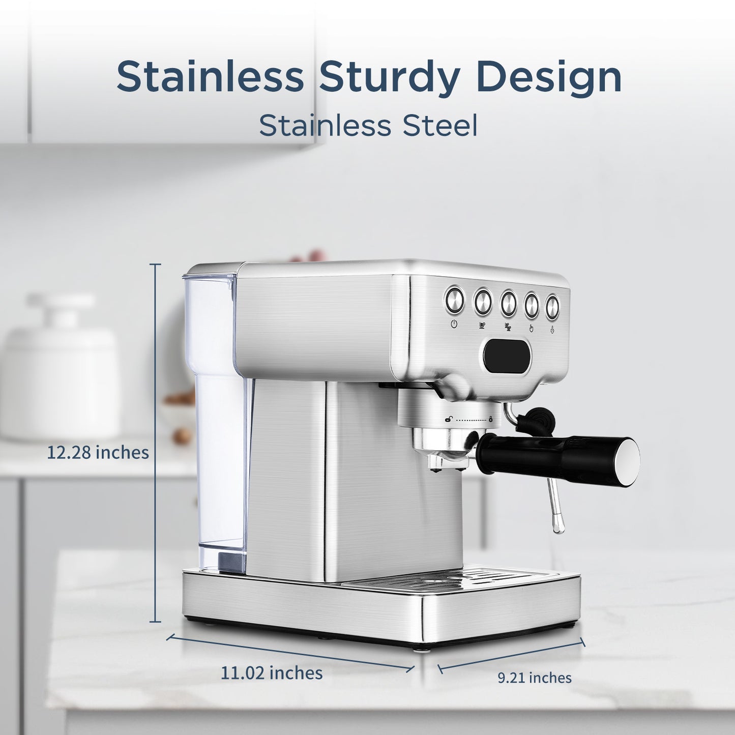 Luxe Divine Collection ~ Espresso Machine, 20 Bar With Milk Frother For Latte, Cappuccino, Macchiato, Espresso Maker, 1.8L Water Tank, Stainless Steel