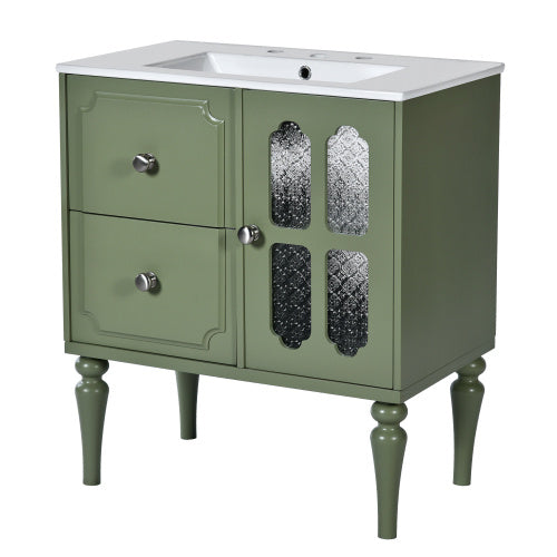 Luxe Divine Collection ~ Vintage Style 30inch Bathroom Vanity With Ceramic Sink Combination