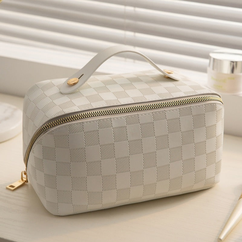 Luxe Divine Collection ~ Checkered Pillow Bag Makeup Bag Portable Travel Cosmetics Bag