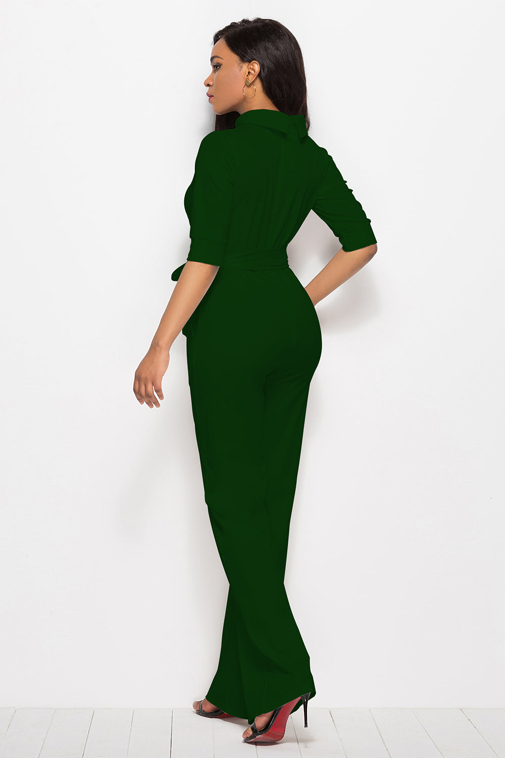 Luxe Divine Collection ~ Mock Neck Tie-Waist Half Sleeve Jumpsuit