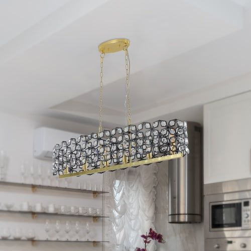 Luxe Divine Collection ~ Modern Champagne Gold Oval Crystal Chandelier