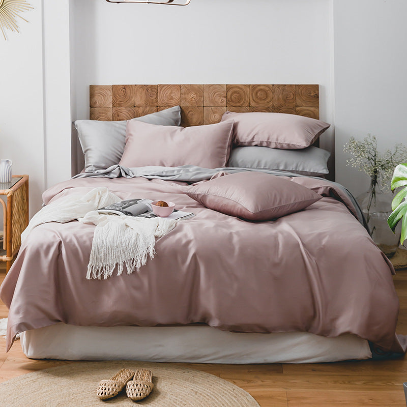Luxe Divine Collection ~ Luxury Pure Color Tencel Four-piece Bedding Set Silky