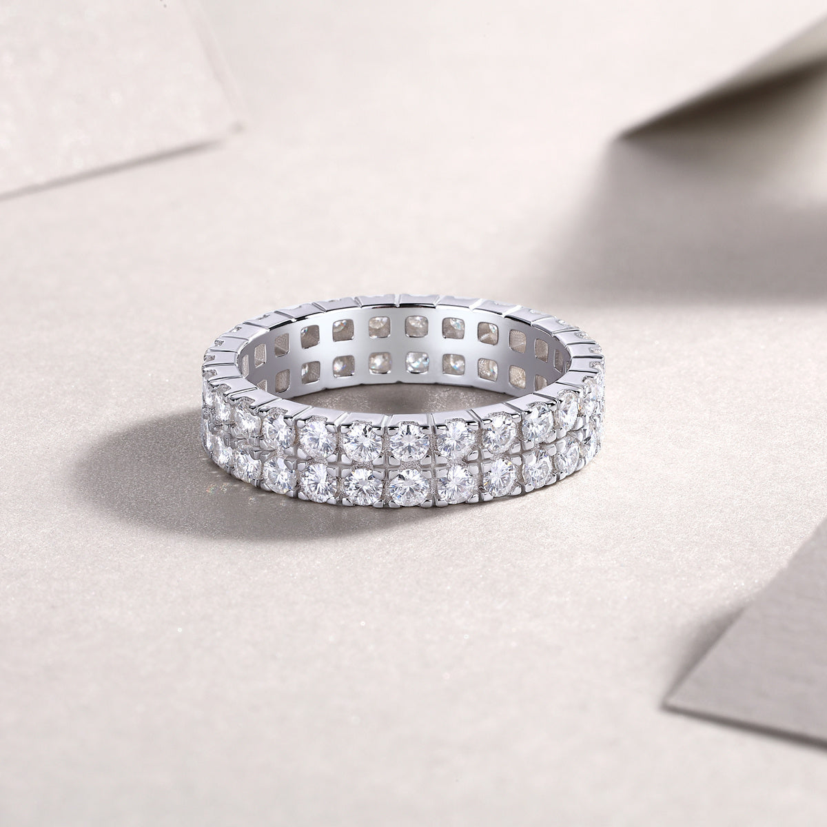 Luxe Divine Collection ~ Multi-row Diamond Moissanite Silver Ring