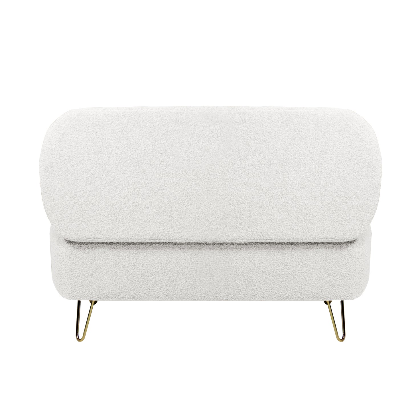 Luxe Divine Collection ~ Ivory White Storage Ottoman Bench for End of Bed Gold Legs