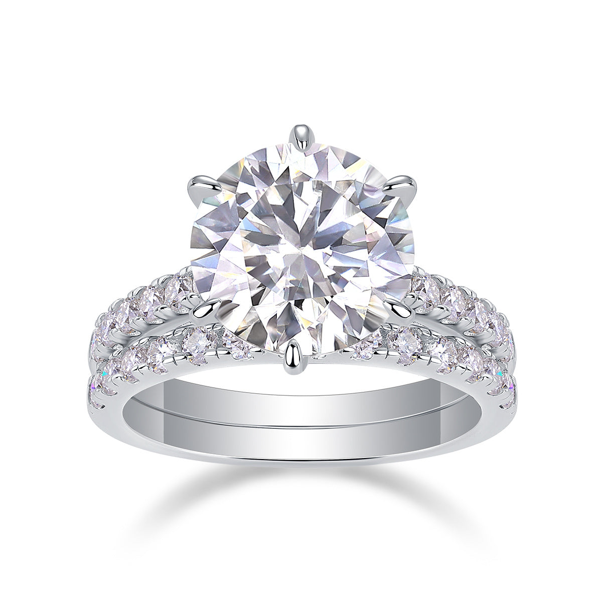 Luxe Divine Collection ~ Large Cluster Moissanite/Silver Ring Set