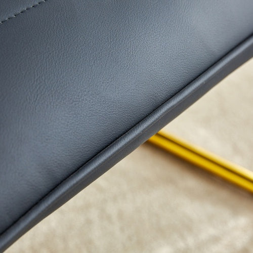 Luxe Divine Collection ~ Black Minimalist Armless Sofa Chair With PU Backrest And Golden Metal Legs, For Office or Home