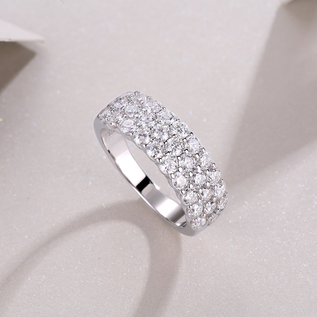 Luxe Divine Collection ~ Multi-row Diamond Ring Luxury Moissanite Silver Ring