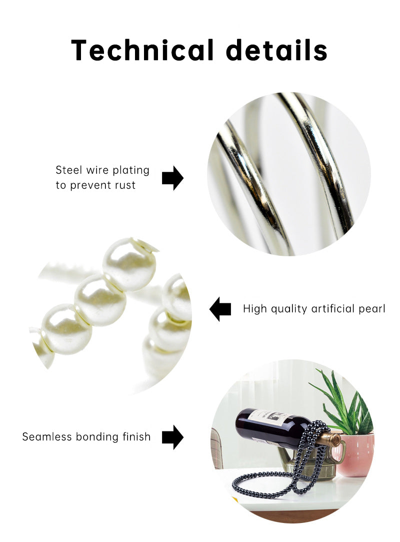 Luxe Divine Collection ~ Pearl Necklace Stainless Steel Wine Rack