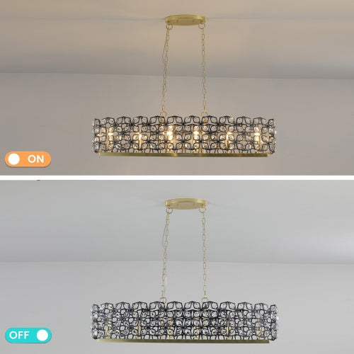 Luxe Divine Collection ~ Modern Champagne Gold Oval Crystal Chandelier