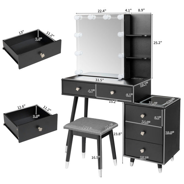 Luxe Divine Collection ~ Black Vanity Dressing Table Set