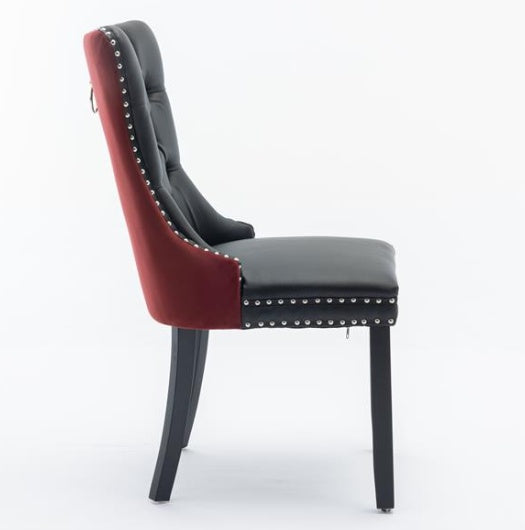 Luxe Divine Collection ~ Collection, Modern High-End Tufted Solid Wood PU & Velvet Upholstered Dining Chair-2 Piece Set