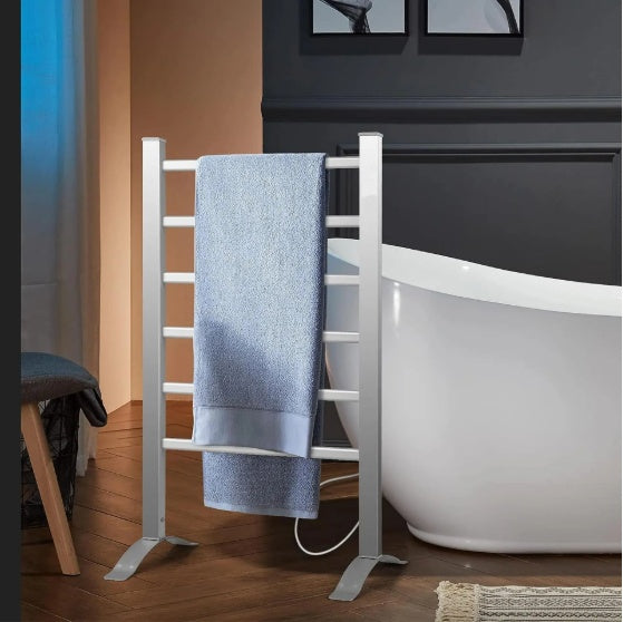 Luxe Divine Collection ~ Electric Heated Towel Rack or Wall Mounted Towel Warmer, 6 Stainless Steel Bars Drying Rack