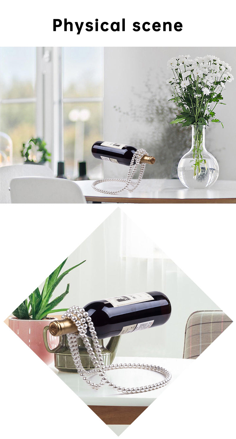 Luxe Divine Collection ~ Pearl Necklace Stainless Steel Wine Rack