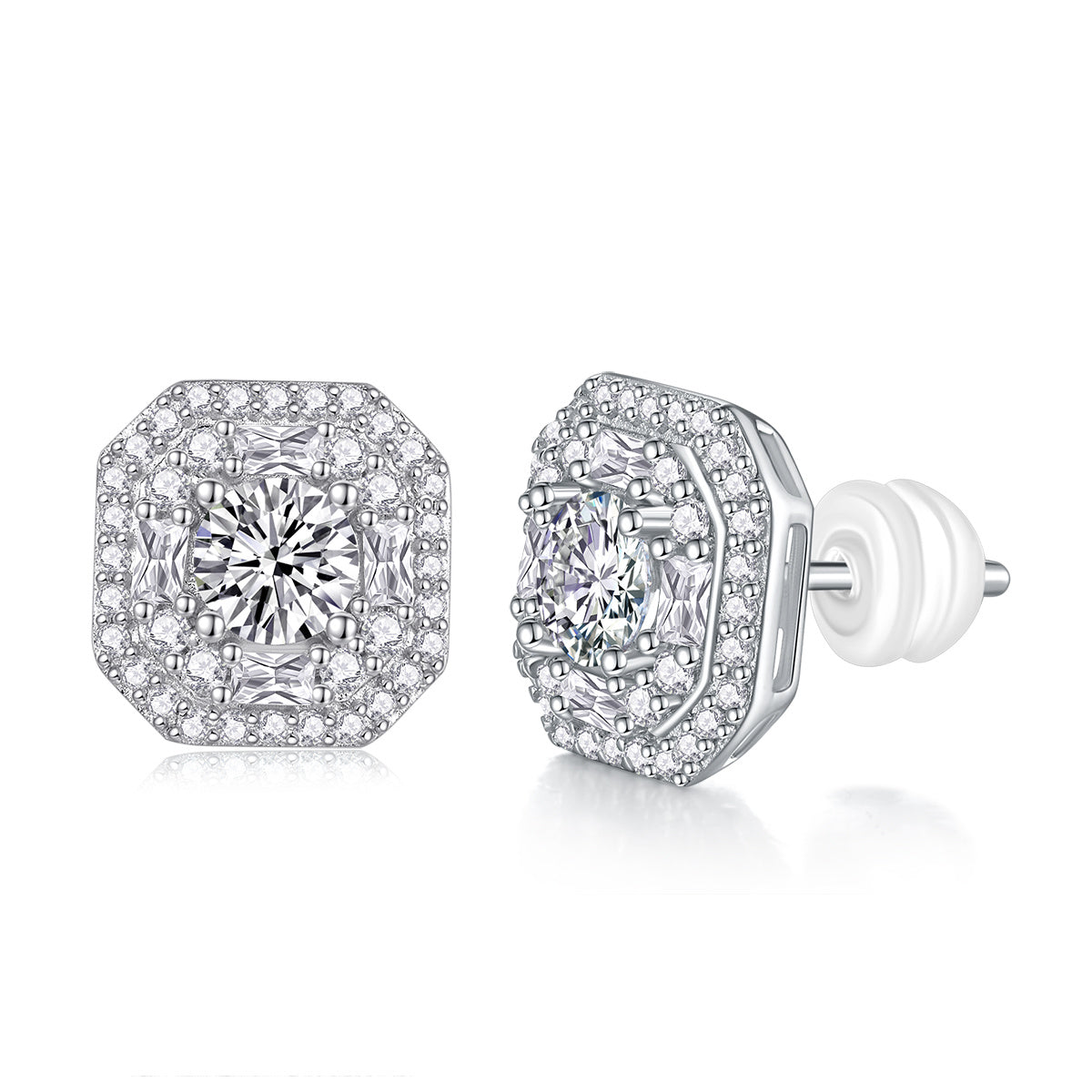 Luxe Divine Collection ~ Large Diamond Moissanite Silver Earrings