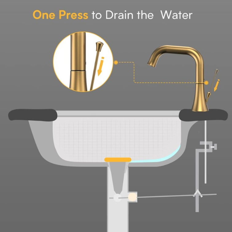 Luxe Divine Collection ~ Brushed Gold Widespread 8 Inch Bathroom Faucet With Pop Up Drain Assembly