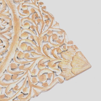 Luxe Divine Collection ~ Wooden Floral Hand Carved Mandala Square Wall Decor-48X48