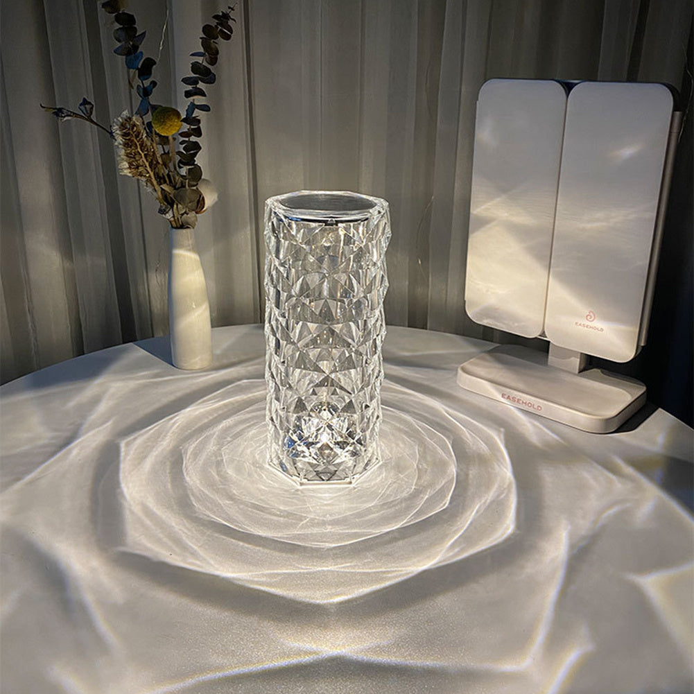 Luxe Divine Collection ~ Crystal Lamp USB Table Lamps, Touch Dimming, Diamond Night Light, Projector Home Decor