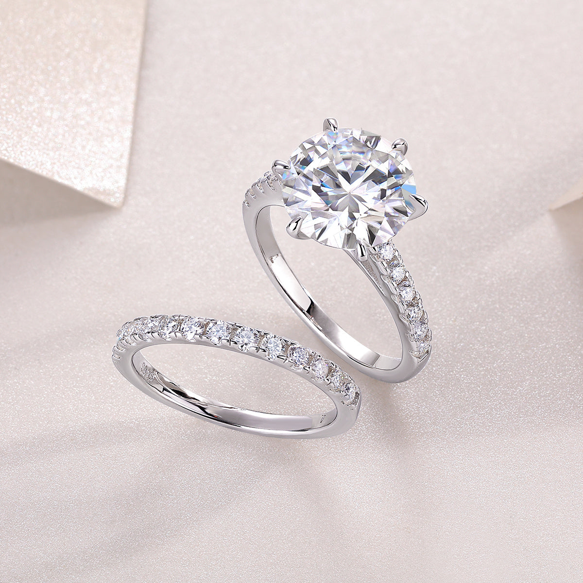 Luxe Divine Collection ~ Large Cluster Moissanite/Silver Ring Set