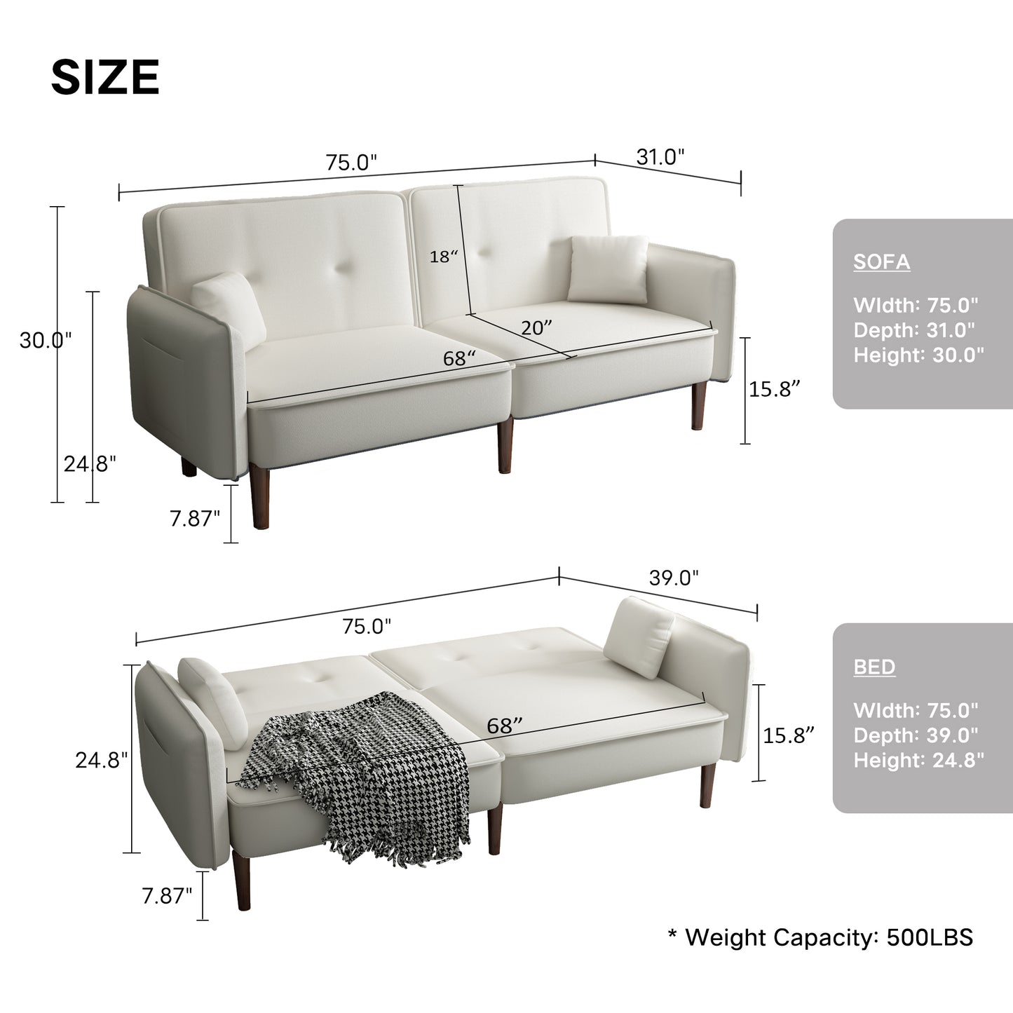 Luxe Divine Collection ~ White Cotton/Linen Sofabed