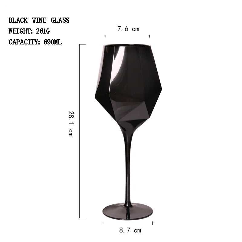 Luxe Divine Collection ~ Pure Black Crystal Golden Edge Wine Glass, Special Champagne Glasses