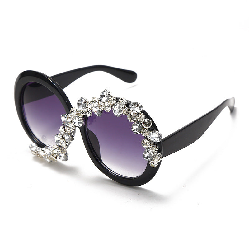 Luxe Divine Collection ~ Diamond Encrusted Large Frame Round Sunglasses, Multiple Colors