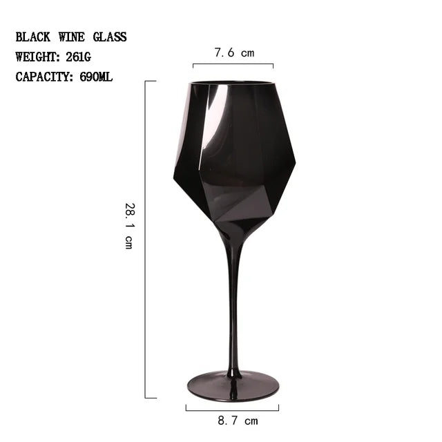 Luxe Divine Collection ~ Pure Black Crystal Golden Edge Wine Glass, Special Champagne Glasses