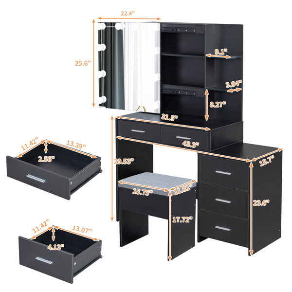 Luxe Divine Collection ~ Black Vanity Dressing Table Set