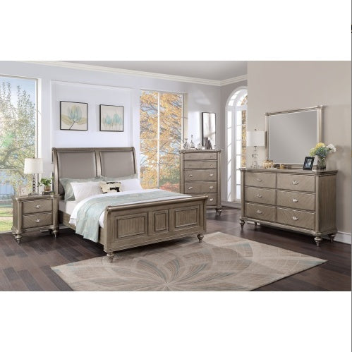 Luxe Divine Collection ~ Luxury Antique Silver Champagne Finish Dresser W Mirror Storage, Drawers Bedroom Furniture