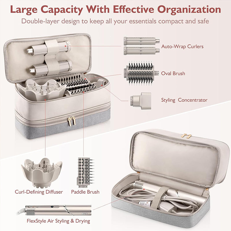 Luxe Divine Collection ~ 2-Layer Portable Waterproof Case for Hair Stylers (Fit Shark Flexstyle, Dyson Airwrap, Revlon etc.)
