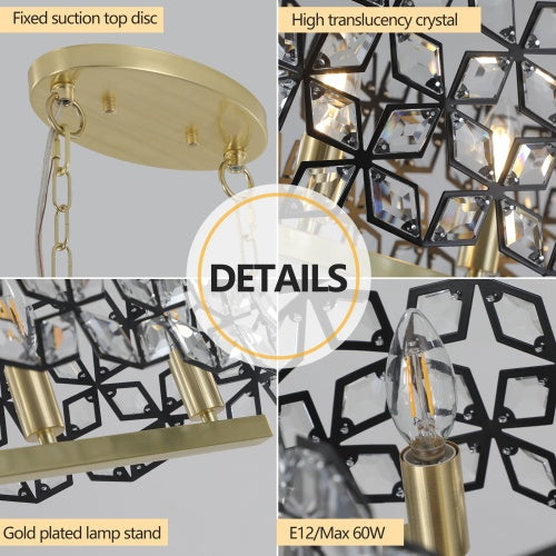 Luxe Divine Collection ~ Modern Champagne Gold Oval Crystal Chandelier