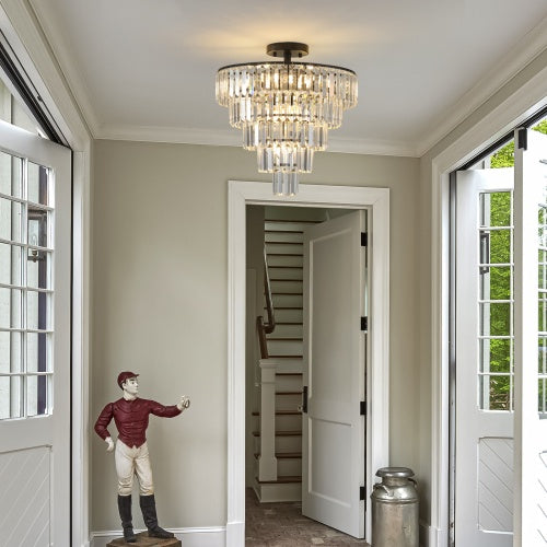 Luxe Divine Collection ~ Large Black Crystal Chandelier, Contemporary Style Chandelier, Dining Room, Living Room, Bedroom - Bulb Not Included