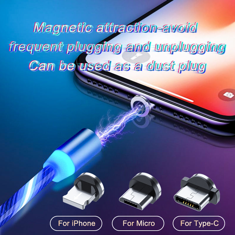 Luxe Divine Collection ~ Magnetic Charging Cable Streamer Fast Charging Cable Lighting, in Micro, USB Cable, LED, Magnet Charger Type-C Cable
