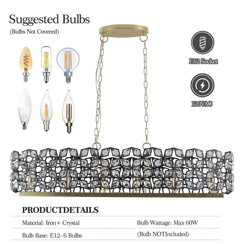 Luxe Divine Collection ~ Modern Champagne Gold Oval Crystal Chandelier