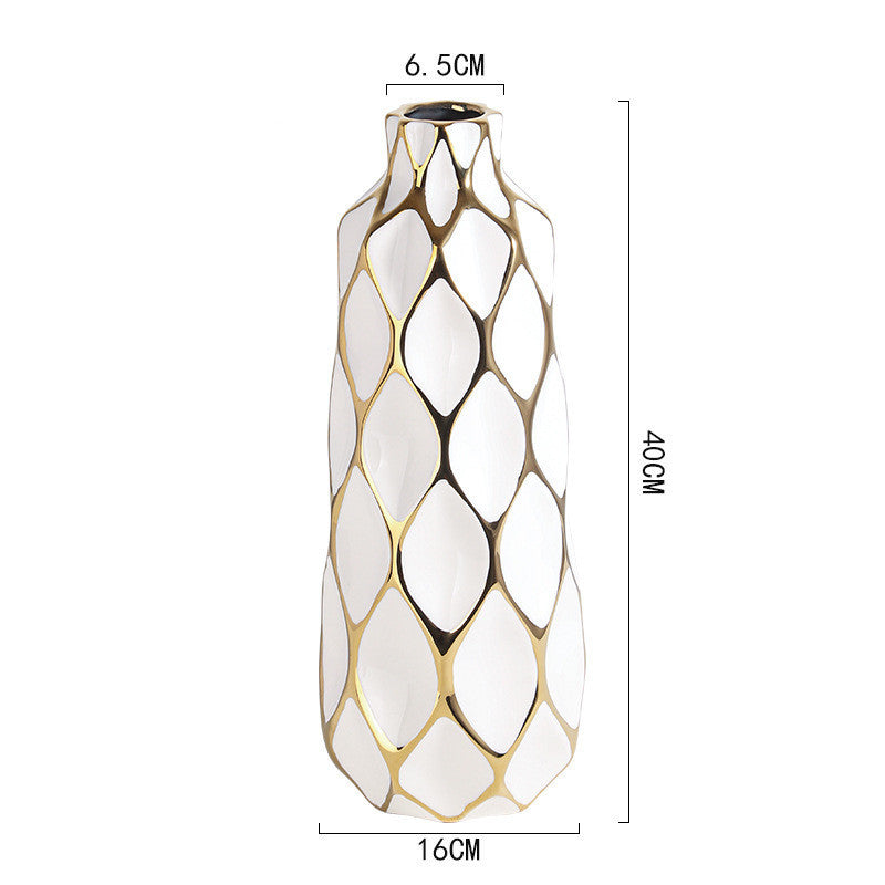 Luxe Divine Collection ~ Italian Geometric Minimalist Grid Ceramic Ornament Vase