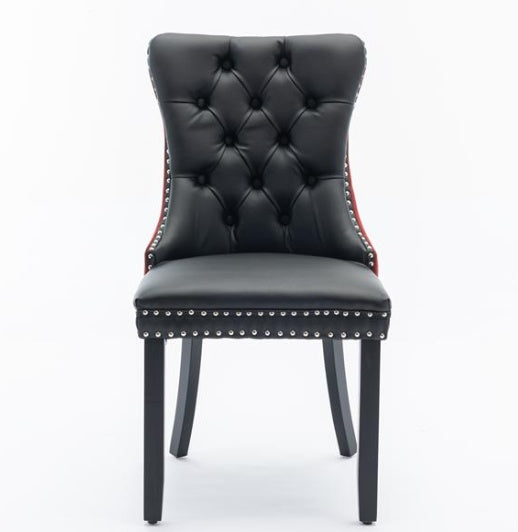 Luxe Divine Collection ~ Collection, Modern High-End Tufted Solid Wood PU & Velvet Upholstered Dining Chair-2 Piece Set