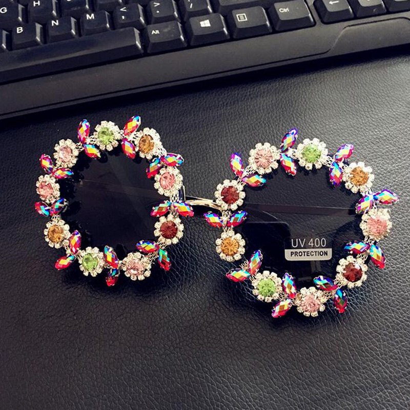 Luxe Divine Collection ~ Handmade Vintage Gems Round Sunglasses